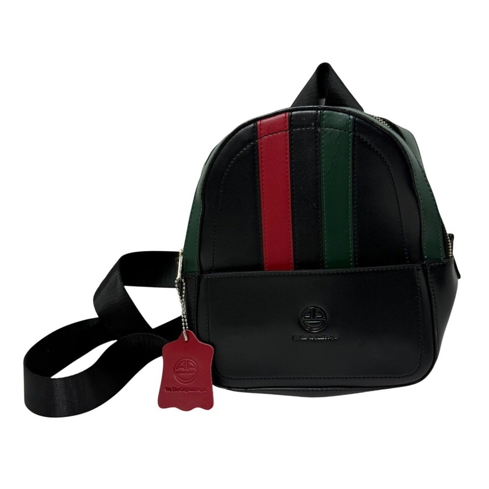 We The Original People Black Red Green Stripe Mini Backpack Bag Chic Festival